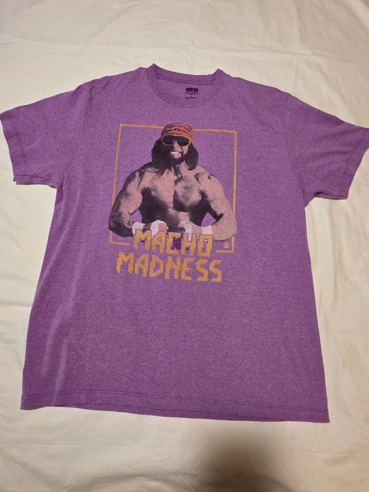WWE Macho Man Madness Official Purple Heather Soft T-Shirt Sz Large Excellent