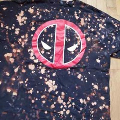 Deadpool Upcycled and Repurposed Reverse Tie Dye Graphic Tee T Shirt