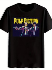 Pulp Fiction Graphic Tee Mens Vintage Movie T-Shirt Black Cotton Crew