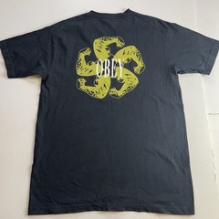 Obey Mens Black Muscle Print Front Back Cotton T-Shirt Size Medium Made In USA