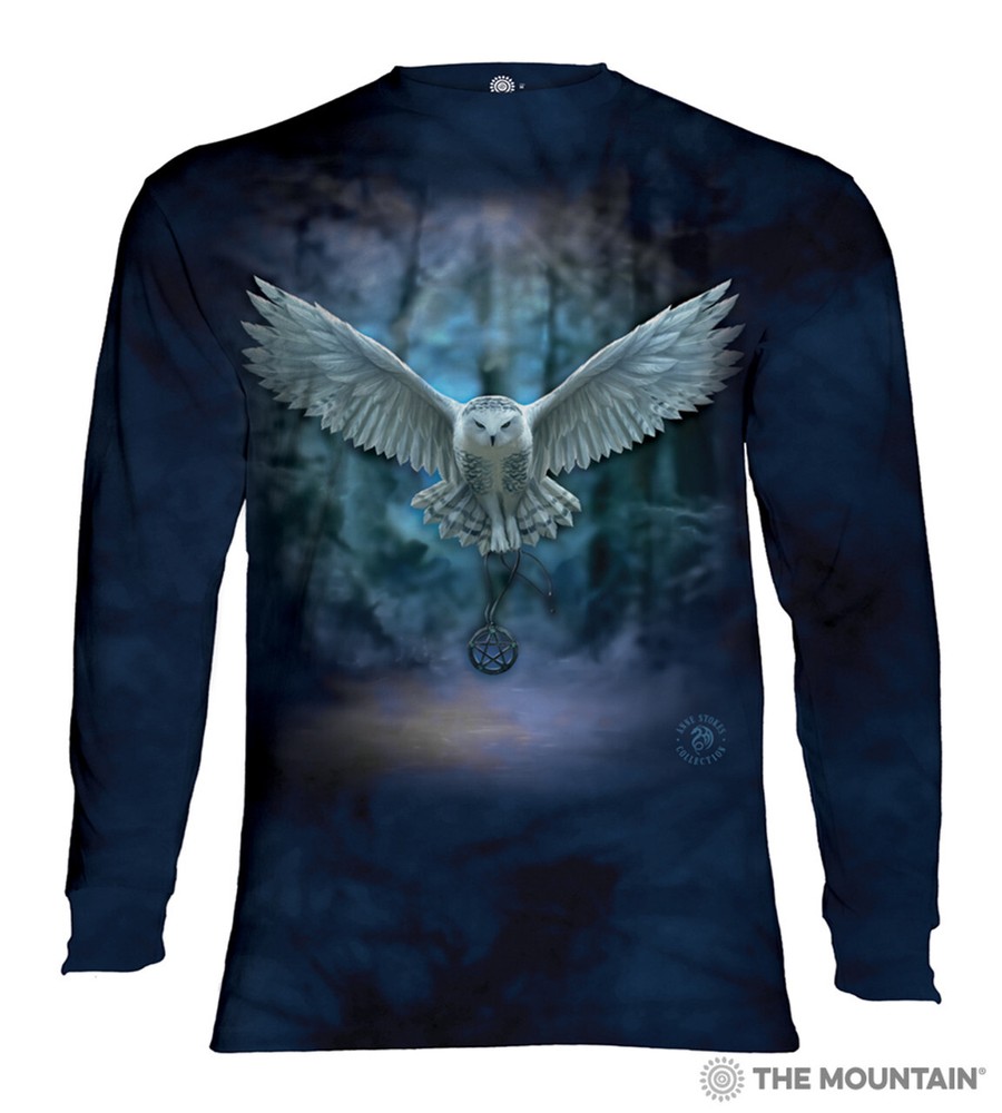 Awake Your Magic-Long-Sleeve Shirt-Mountain Brand-Snowy Owl-Fantasy-Small-3X