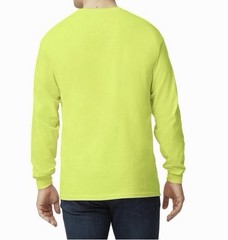 Gildan Ultra Cotton Men’s 2XL Long Sleeve Crew Neck Yellow Knit T-Shirts Qty 4