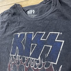 KISS Lucky Brand T Shirt Men XXL Gray Blue Music Rock Band Graphic Tee 2XL 50-52