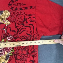 Y2K Avirex T Shirt Mens Large Snake/Rose W/rhinestone Red