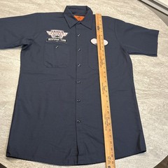 Red Kap Workwear Button Up Blue Grunge Y2K M Mechanic Short Sleeve Patches