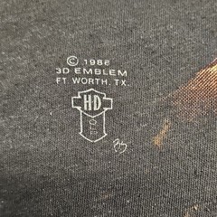 1986 Harley Davidson 3D Emblem Vintage Black T-Shirt Motorcycle Single Stitch XL