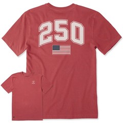 Life is Good. Men’s Bert’s 250 Flag Short Sleeve Crusher Tee, Faded Red