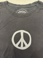 Life Is Good Peace Sign Garment Dyed Mineral Wash Blue Graphic T Shirt Large L