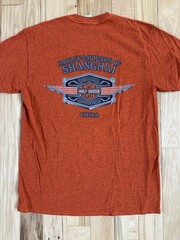 Harley Davidson Dog Races Shanghai China T-Shirt Mens Orange Size Medium Motor