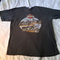 Harley Davidson Pat Rogers Speedway Tshirt Sz XL Black -3 Harley Cycles Graphic