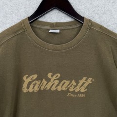 Carhartt Thermal Shirt Mens Large Green Long Sleeve Waffle Knit K253 Logo