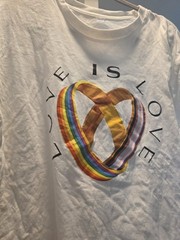 Love Is Love Pride T-Shirt Official Black Gay Weddings Rainbow Rings White Adult