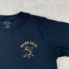 Dark Seas T-Shirt Mens Medium Black Shark Captain Graphic Short Sleeve Tee MMIX