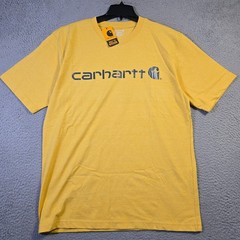 Carhartt Shirt Mens Medium Yellow Work Wear Outdoors Loose Fit Casual Logo NWT