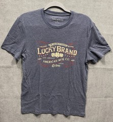 Lucky brand men’s t shirt Small Blue Logo Cotton polyester rayon new with tag