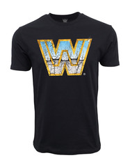 WWE OLD VINTAGE LOGO T SHIRT OFFICIAL ITEM BLACK