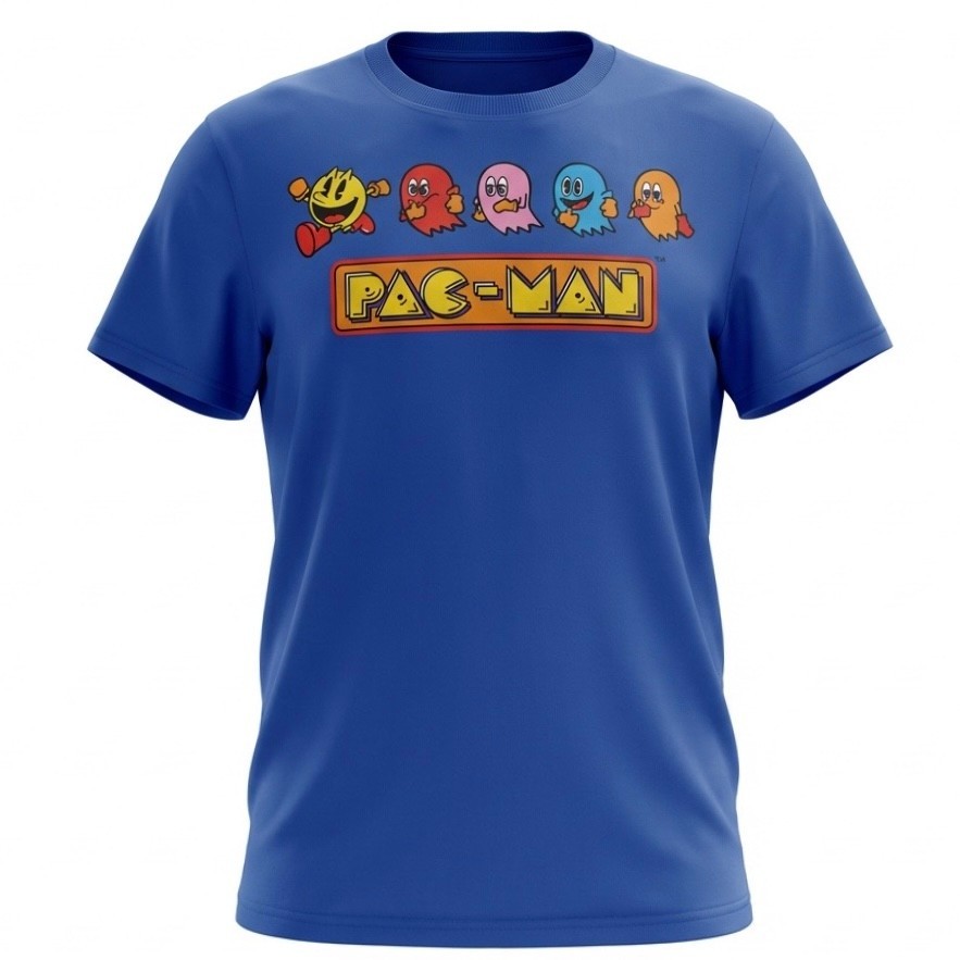 C-LIFE GROUP PacMan Graphic T-Shirt Tee Men XL Cobalt Blue Crew Neck Video Games