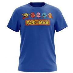 C-LIFE GROUP PacMan Graphic T-Shirt Tee Men XL Cobalt Blue Crew Neck Video Games