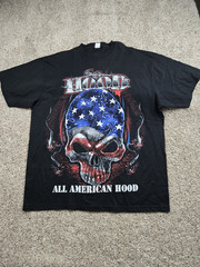 Vintage All American Hood T-Shirt Size 2XL Mens Black Rap Tee Skull Hip Hop Y2K