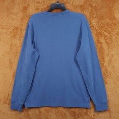 VINCE Shirt Mens Medium Blue Pullover Crew Long Sleeve Sueded Cotton Pocket $145