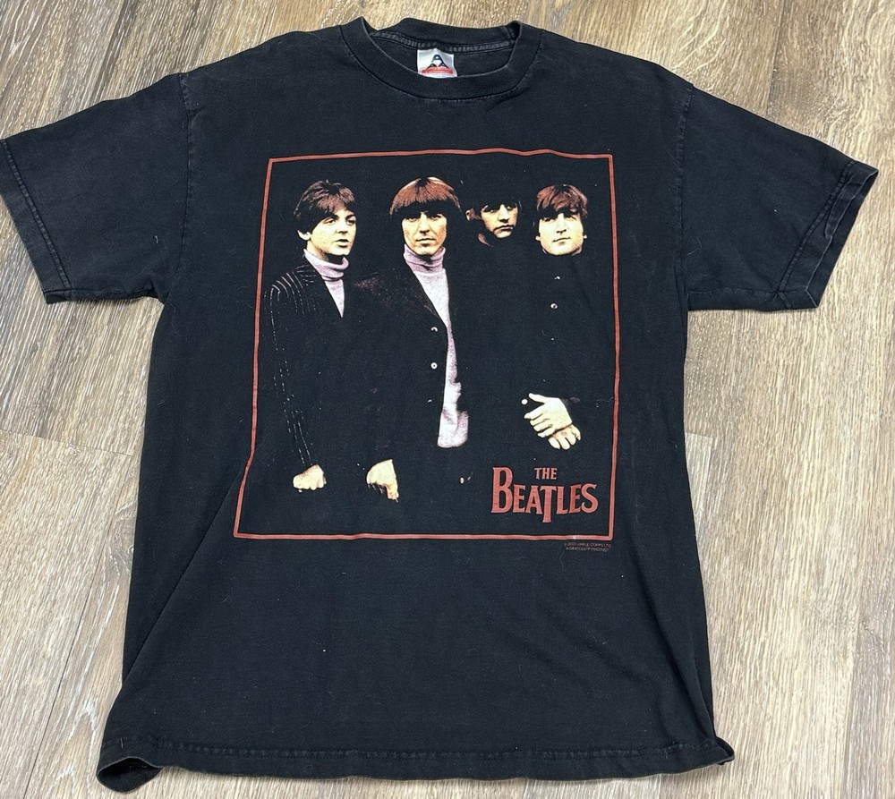 Vtg The Beatles 2003 Graphic T Shirt Apple John Paul George Ringo Large L