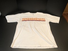 Vintage Speed-O Brand 2 Sided Printed Short Sleeve T-Shirt White W/ Multi Colors