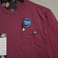 Dickies Heavyweight SHIRT Mens MEDIUM Red Burgundy Work Relaxed Long Sleeve NWT