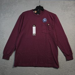 Dickies Heavyweight SHIRT Mens MEDIUM Red Burgundy Work Relaxed Long Sleeve NWT