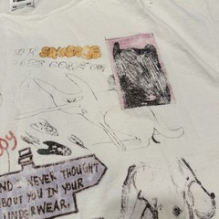 Shaka Wear XL Heavyweight Art Sketch Graphic Tee Distressed Drop Shoulder White