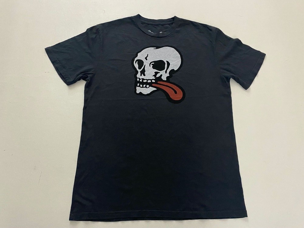 NEW Worn FreeJohn Van Hamersveld Skull Tongue Gray T-SHIRT Size S cotton