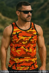 Army Military US American Sleeveless Olive Camo Urban Camouflage Cotton Vest Top