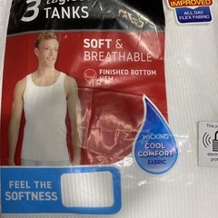 Hanes Men’s Tank Undershirt SIZE S 3-Pack A-Shirt FreshIQ ComfortSoft Tag-free