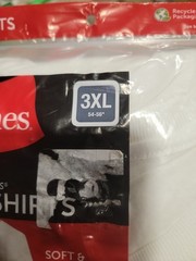 Hanes 3 Pack White Tagless T-Shirts 3XL 54-56 Crew Neck Undershirts NEW