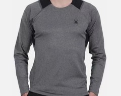Spyder Shirt Active PROWEB Stretch Long Sleeve Fleece Tee Pullover Gray Mens XL
