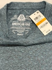 NWT American Rag Mens Small Blue Heather V-Neck T-Shirt Soft Tri Blend Tee