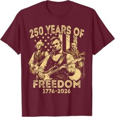 Abraham Lincoln Playing Guitar 4th July 250th Anniversary T-Shirt