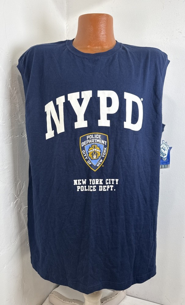 Official Licensed NYPD Men’s Sleeveless T-Shirt Size Large Blue Muscle Tee NWT