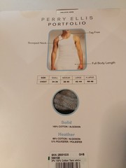 3 Perry Ellis 100% Premium Cotton Portfolio Tank Tops Large BLK WHT GRY Ribbed