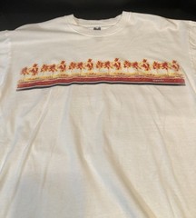 Vintage Speed-O Brand 2 Sided Printed Short Sleeve T-Shirt White W/ Multi Colors