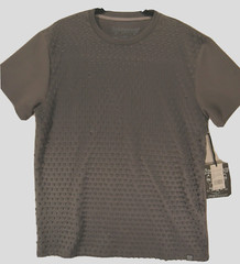 Krome L Mens T Shirt Charcoal Grey Textured Polyester Stretch Rare Textured NWT