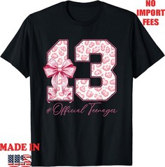 13th Birthday Official Teenager Coquette Bow T-Shirt, Kid Adult Tee