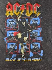 AC/DC Blow Up Your Video T Shirt Mens Small Black Acid Wash Distressed Rock Tee