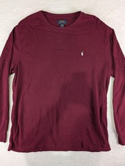 POLO RALPH LAUREN Waffle Knit Crewneck Pull-On Thermal Maroon Shirt Men’s 2XL