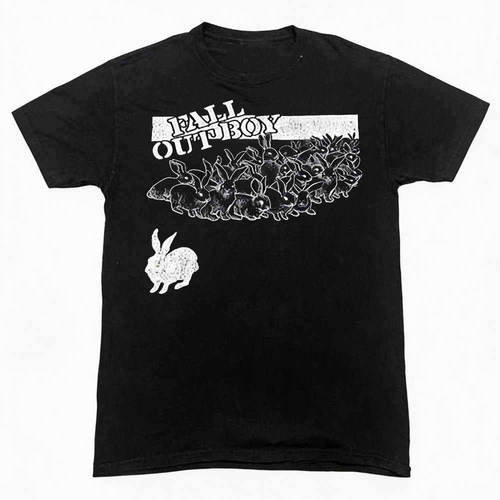 FALL OUT BOY Shirt Bunny Concert Tour Black All Size Shirt NWT