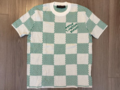 Louis Vuitton Damier Knitted Short Sleeved Crewneck Tee Shirt jolly green sz S