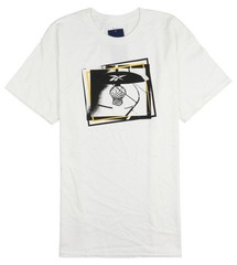 REEBOK Basketball Hoop Logo T-Shirt sz M Medium White Black Yellow
