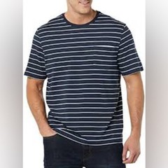Free Fly Men’s XL Bamboo Performance Pocket T-Shirt Blue White Stripes