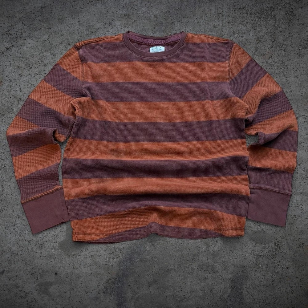 Mossimo Supply Co Striped Thermal Long Sleeve Size Medium Skate Grunge Y2K