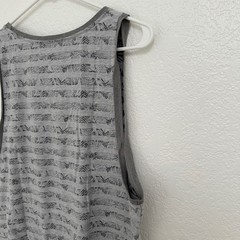 Penshoppe Mens Gray Tribal Leaf Print Tank Top Chest Pocket Size M Sleeveless