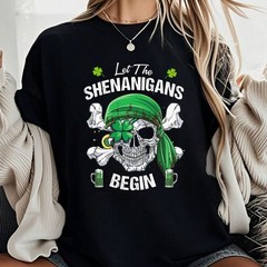 Let The Shenanigans Begin Tee, Funny Drinking Green Beer T-shirt Patrick’s Day